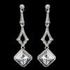 Antique Silver Clear CZ Crystal & Rhinestone Drop Bridal Wedding Earrings 0361