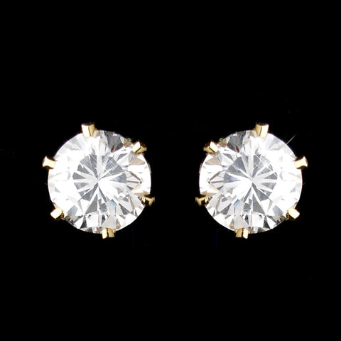 Gold Clear CZ Crystal Stud Bridal Wedding Hair Clipped Bridal Wedding Earrings 0525