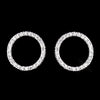 Silver Clear CZ Crystal Circle Stud Bridal Wedding Earrings 0645
