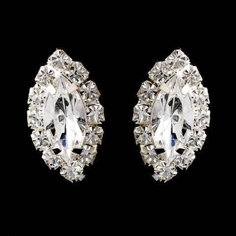 Silver Clear Marquise Rhinestone Stud Bridal Wedding Earrings 0784