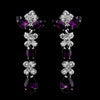 Silver Amethyst & Clear Round, Marquise, Teardrop Bridal Wedding Earrings 1007
