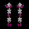 Silver Fuchsia & Clear Round, Marquise, Teardrop Bridal Wedding Earrings 1007