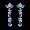 Silver Light Blue & Clear Round, Marquise, Teardrop Bridal Wedding Earrings 1007