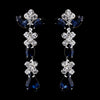 Silver Navy & Clear Round, Marquise, Teardrop Bridal Wedding Earrings 1007