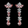 Silver Pink & Clear Round, Marquise, Teardrop Bridal Wedding Earrings 1007