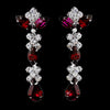 Silver Ruby & Clear Round, Marquise, Teardrop Bridal Wedding Earrings 1007