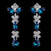 Silver Teal & Clear Round, Marquise, Teardrop Bridal Wedding Earrings 1007