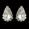 Silver Clear Teardrop Stud Bridal Wedding Earrings 1361