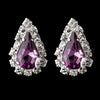 Silver Light Amethyst & Clear Teardrop Stud Bridal Wedding Earrings 1361