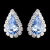 Silver Light Blue & Clear Teardrop Stud Bridal Wedding Earrings 1361
