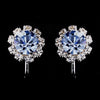 Silver Light Blue & Clear Round Rhinestone Stud Bridal Wedding Earrings 1442