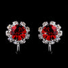 Silver Red & Clear Round Rhinestone Stud Bridal Wedding Earrings 1442