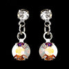 Silver AB & Clear Round Drop Bridal Wedding Earrings 1461