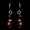 Silver Burgundy Czech Glass Pearl & Swarovski Crystal Bead Bridal Wedding Earrings 2031