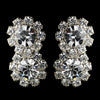 Silver Clear Round Rhinestone Bridal Wedding Hair Clipped Bridal Wedding Earrings 2221