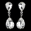 Silver Clear Teardrop Dangle Bridal Wedding Earrings 2233