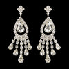 Silver Clear Teardrop & Round Rhinestone Chandelier Bridal Wedding Earrings 2479