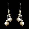Silver Freshwater Pearl & Swarovski Crystal Bead Dangle Bridal Wedding Earrings 2810