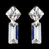 Silver Clear Baguette Rhinestone Drop Bridal Wedding Earrings 3005-2