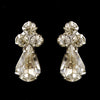 Silver Clear Teardrop Rhinestone Bridal Wedding Earrings 3041