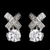 Silver Clear CZ Crystal X&O Stud Bridal Wedding Earrings 4480
