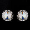 Silver AB Rhinestone Rondelle Stud Bridal Wedding Earrings 4712