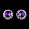 Silver Amethyst Rhinestone Rondelle Stud Bridal Wedding Earrings 4712