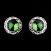 Silver Emerald Rhinestone Rondelle Stud Bridal Wedding Earrings 4712