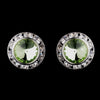 Silver Peridot Rhinestone Rondelle Stud Bridal Wedding Earrings 4712