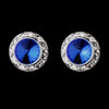 Silver Sapphire Rhinestone Rondelle Stud Bridal Wedding Earrings 4712