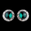 Silver Teal Rhinestone Rondelle Stud Bridal Wedding Earrings 4712