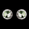 Silver Peridot Rhinestone Stud Button Bridal Wedding Earrings 4722