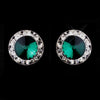 Silver Teal Rhinestone Stud Button Bridal Wedding Earrings 4722