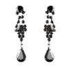 Hematite Black Round & Teardrop Dangle Bridal Wedding Earrings 4782
