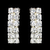 Silver Clear Two Row Pave Round Rhinestone Bridal Wedding Earrings 5083