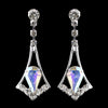 Silver AB & Clear Teardrop Dangle Bridal Wedding Earrings 5103
