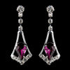 Silver Amethyst & Clear Teardrop Dangle Bridal Wedding Earrings 5103