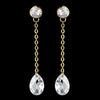 Gold Clear CZ Crystal Dangle Bridal Wedding Earrings 5211