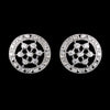 Antique Silver Clear CZ Round Crystal Stud Bridal Wedding Earrings 5214