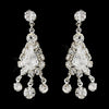Silver Clear Round & Teardrop Rhinestone Dangle Bridal Wedding Earrings 5231