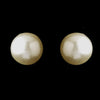 Gold Ivory Pearl Stud Bridal Wedding Earrings 6042