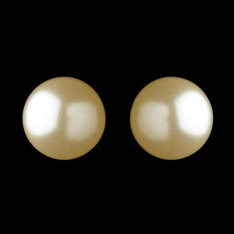 Gold Ivory Pearl Stud Bridal Wedding Earrings 6052