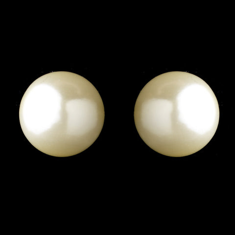 Gold Ivory Pearl Stud Bridal Wedding Earrings 6072
