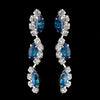 Silver Teal Alternating Marquise Rhinestone Dangle Bridal Wedding Earrings 6122