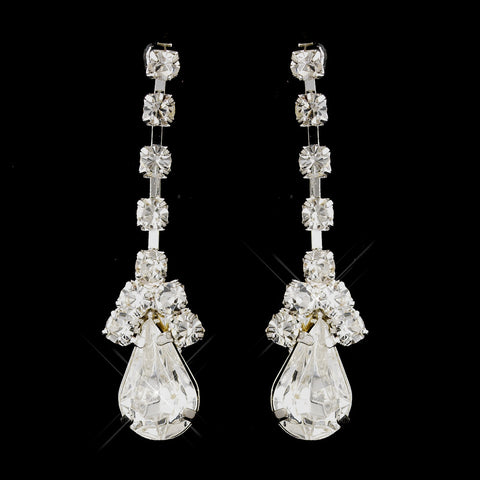Gold Clear Teardrop Dangle Bridal Wedding Earrings 6177