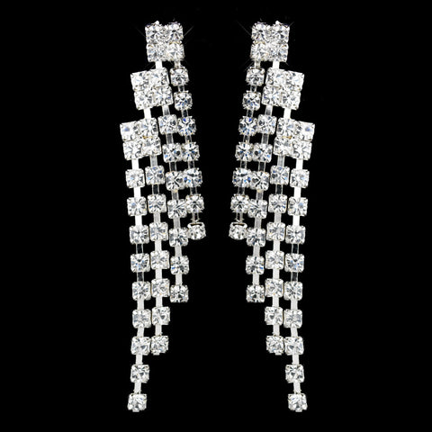 Silver Clear Rhinestone Chandelier Bridal Wedding Earrings 6550