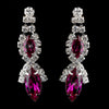 Silver Fuchsia Marquise Rhinestone Drop Bridal Wedding Earrings 8361