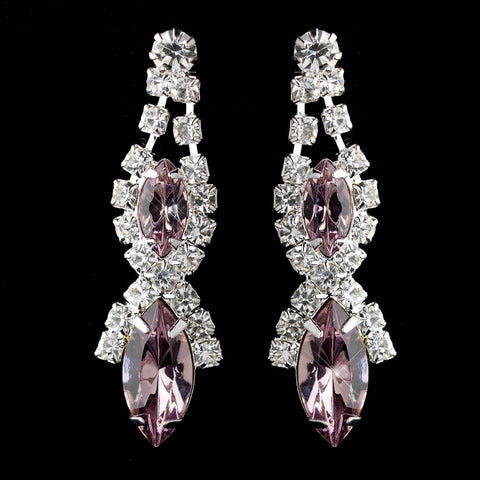 Light Amethyst Marquise Rhinestone Drop Bridal Wedding Earrings 8361