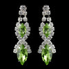 Silver Peridot Marquise Rhinestone Drop Bridal Wedding Earrings 8361