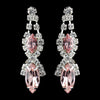 Silver Pink Marquise Rhinestone Drop Bridal Wedding Earrings 8361